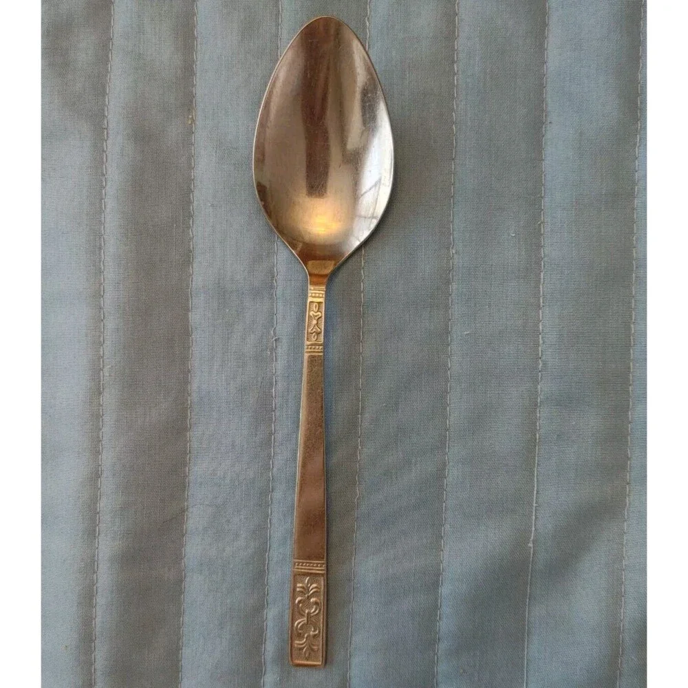 Customcraft Stainless Flatware Fleur De Lis Serving Spoon 7”